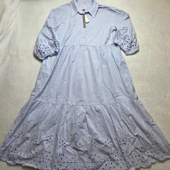 New XL Anthropologie x Maeve The Bettina tiered shirt dress: Eyelet edition - Picture 3 of 12